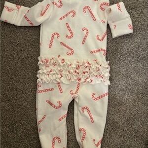 Candy Cane Print Kids One Piece